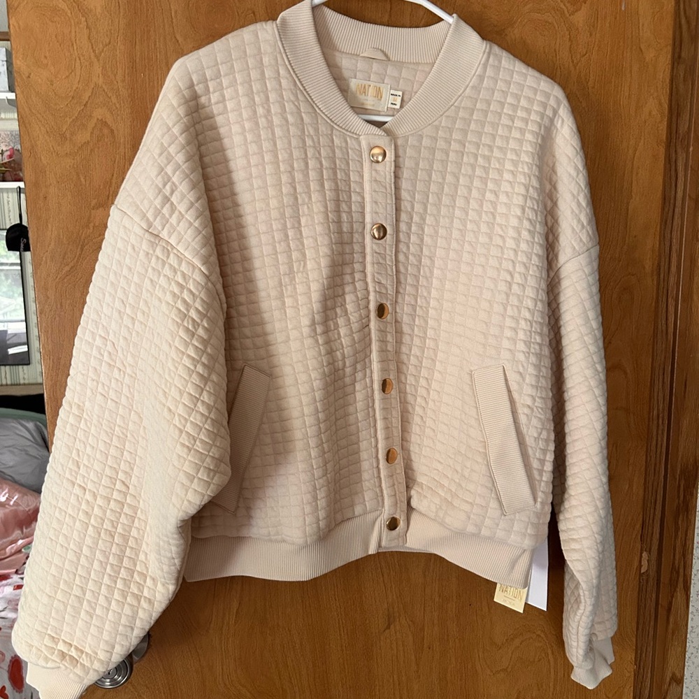 Anthropology Nation Logan Cream Bomber Jacket NWT